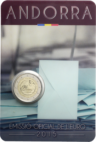 Andorre 2 x 2 Euro CoinCards 2015 - Union douanière et âge légal
