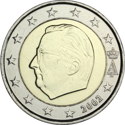 Belgique 2 euros 2002 – Pièce de monnaie en circulation à l'effigie du roi Albert II