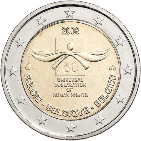 Belgique - Pièce de 2 euros 2008 - 60 ans de droits de l'homme