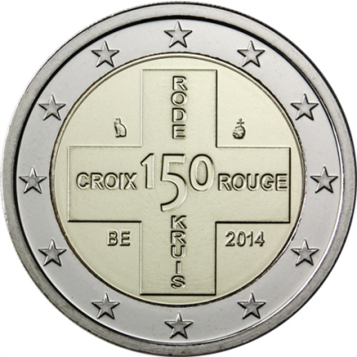 Belgique - Pièce de 2 euros 2014 - 150 ans de la Croix-Rouge