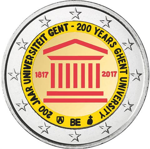 Pièce de 2 euros belge 2017 en couleur « 200 ans de l'Université de Gand »