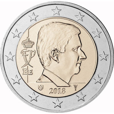 Belgique 2 euros 2018 – Pièce de circulation Roi Philippe avec marque d'atelier