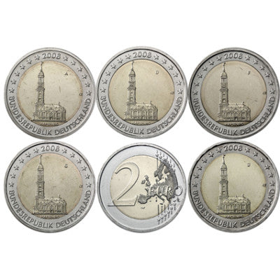 Allemagne 2 Euro 2008 Hambourg Michel - Série complète A D F G J