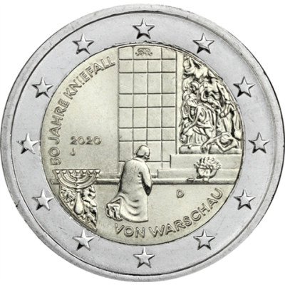 Allemagne 2 euros 2020 Varsovie Génuflexion - Marque d'atelier J