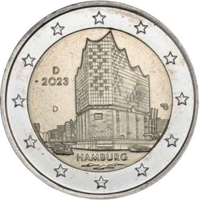 Allemagne 2 Euro 2023 Hambourg Elbphilharmonie - Marque d'atelier D