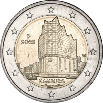 Allemagne 2 Euro 2023 Hambourg Elbphilharmonie - Marque d'atelier J