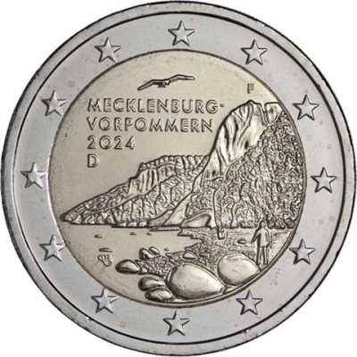 Allemagne 2 Euro 2024 Königsstuhl - Chalk Cliffs Rügen Marque d'atelier F