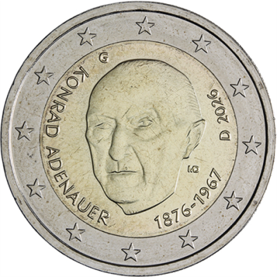 Allemagne 2 Euro 2026 - Konrad Adenauer Marque d'atelier G