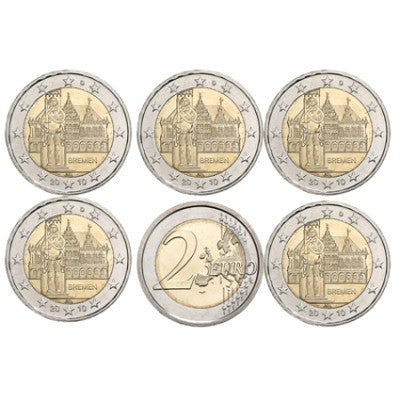Allemagne 5 x 2 Euro 2010 Brême Roland - Jeu complet A D F G J
