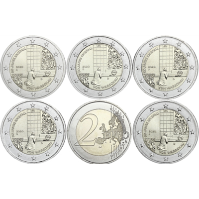 Allemagne 5 x 2 Euro 2020 Varsovie Génuflexion - Marques d'atelier ADFGJ
