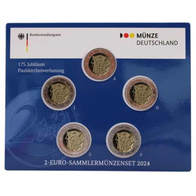 Allemagne 5 x 2 Euro 2024 Paulskirche Constitution Mzz A - J