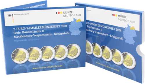 Allemagne 5 x 2 Euro 2024 PP Königsstuhl - Falaises de craie (voir la brochure)