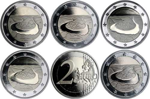 Allemagne 5 x 2 Euro 2025 BE Sarre - Boucle de la Sarre Mzz. ADFGJ