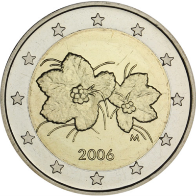 Pièce de 2 euros finlandaise de 2006 en circulation - Mûre arctique