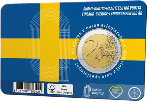 Carte commémorative Finlande 2 Euro 2025 (ENG) - Athlétisme Finlande-Suède
