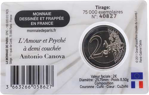 France 2 Euro 2025 Musée du Louvre - CoinCard - Cupidon et Psyché