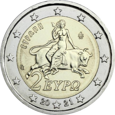 Grèce 2 Euro 2021 Stgl. Europe sur le Taureau