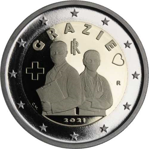 Italie 2 Euro 2021 PP - Merci - Personnel médical