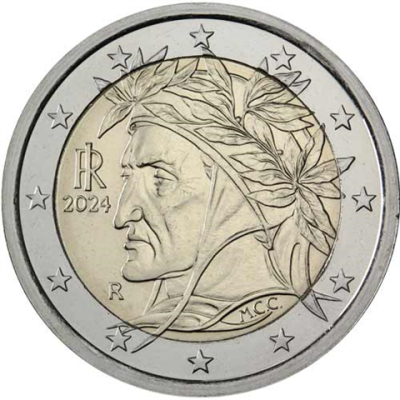 Italie 2 Euro 2024 - Pièce en circulation Dante Alighieri