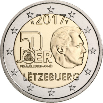 Luxembourg 2 Euro 2017 bfr 50 ans de service militaire volontaire