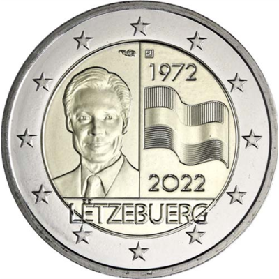 Luxembourg 2 euros 2022 Stgl. Drapeau du 50e anniversaire avec marque d'atelier Corne d'abondance