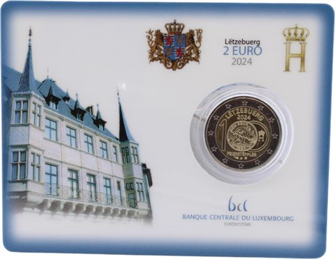 Luxembourg 2 Euro 2024 CoinCard - Feierstëppler - Symbole de la pièce Corne d'abondance