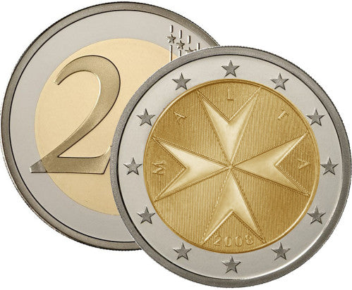 Malte 2 Euro 2008 bfr. Croix de Malte