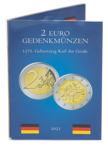 Carte de pièces de 5 x 2 euros 2023 « Charlemagne »