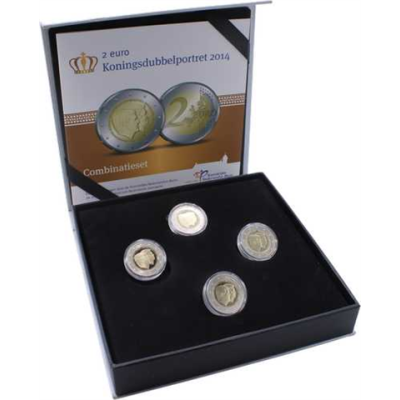 Pays-Bas Coffret Prestige 4 x 2 euros 2014 Roi Alexandre et Princesse Beatrix