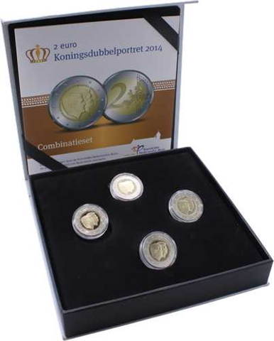 Pays-Bas Coffret Prestige 4 x 2 euros 2014 Roi Alexandre et Princesse Beatrix