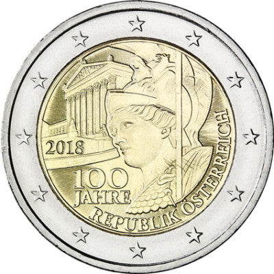 Autriche 2-Euro-2018 à l'occasion du centenaire de la République