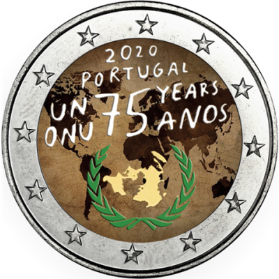 Portugal 2 Euro 2020 bfr. 75 ans des Nations Unies - L'ONU en couleurs