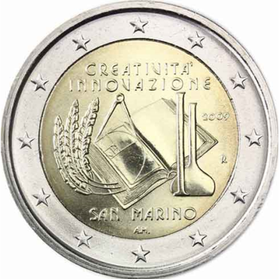 Saint-Marin 2 euros 2009 Créativité et innovation dans une capsule à pièces gratuite 2e choix