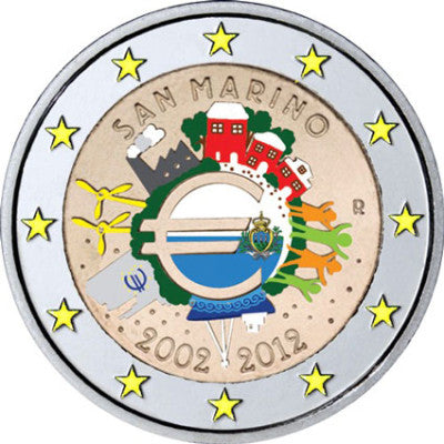 Saint-Marin 2 euros 2012 (émission unique) 10 ans Cash en couleur