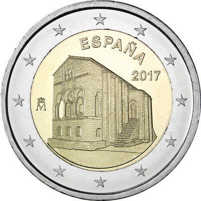 Espagne 2 Euro 2017 bfr. Série du patrimoine mondial de l'UNESCO Monuments d'Oviedo et de la Principauté des Asturies