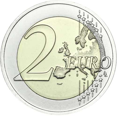 Pièce de 2 euros espagnole 2018 en couleur - 50e anniversaire du roi Felipe