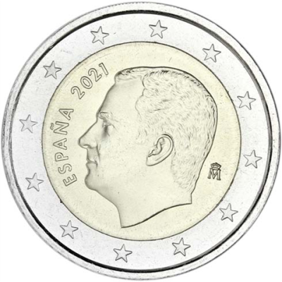 Pièce de 2 euros espagnole 2021 Roi Felipe