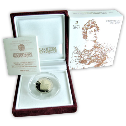 Vatican 2 Euro 2021 Proof Caravaggio sous étui