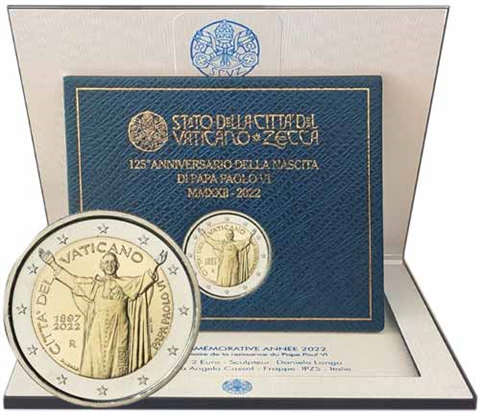 Vatican 2 Euro 2022 125e anniversaire du pape Paul VI