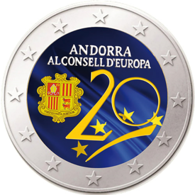 Pièce de 2 euros d'Andorre 2014 (couleur) - Adhésion au Conseil de l'Europe