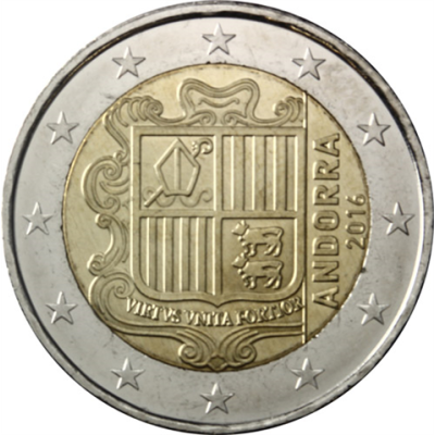 Andorre 2 Euro 2016 - armoiries nationales