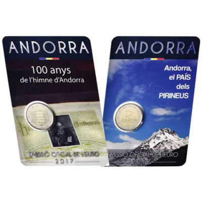 Andorre 2 x 2 Euro 2017 CoinCards - Anthem & Pyrenees