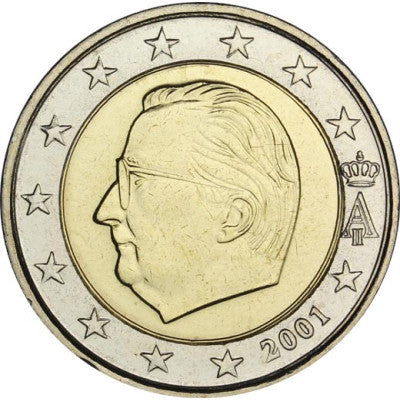 Belgique 2 euros 2001 – Pièce de monnaie en circulation à l'effigie du roi Albert II