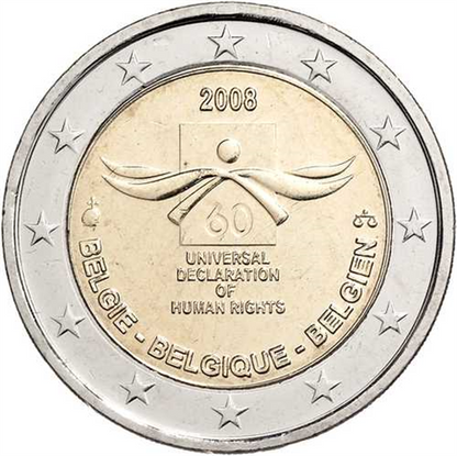 Belgique - Pièce de 2 euros 2008 - 60 ans de droits de l'homme