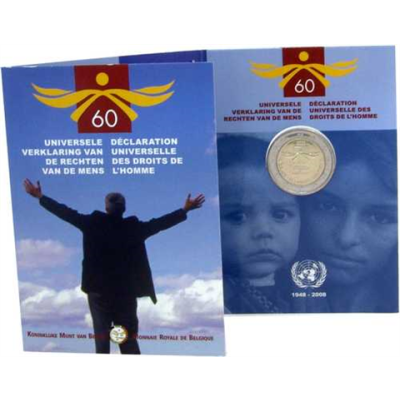 Belgique - Pièce de 2 euros 2008 - 60 ans de droits de l'homme