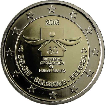 Belgique 2 Euro 2008 PP Anniversaire des droits de l'homme