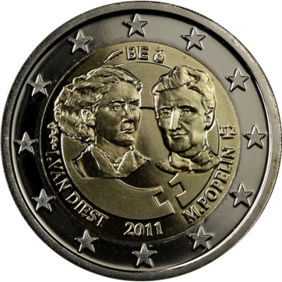 Belgique 2 Euro 2011 PP Journée internationale des femmes, sous étui avec certificat