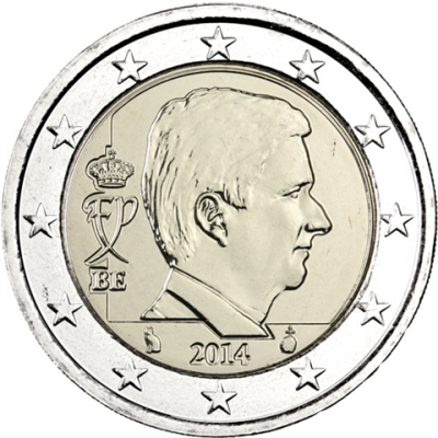 Belgique 2 euros 2014 – Pièce de monnaie en circulation du roi Philippe