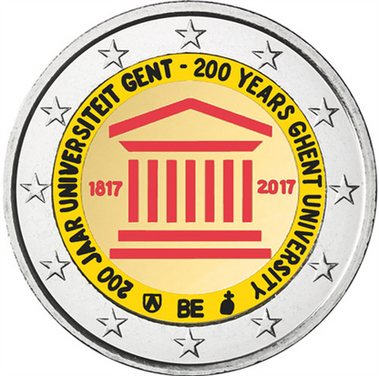 Pièce de 2 euros belge 2017 en couleur « 200 ans de l'Université de Gand »
