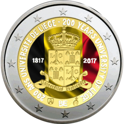 Pièce de 2 euros belge 2017 en couleur « Université de Liège »